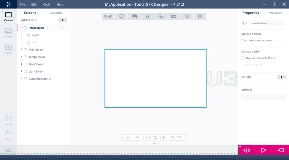 محیط نرم افزار TouchGFX Designer